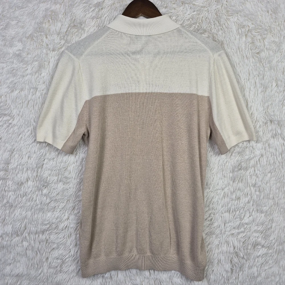 Reiss Mens M Alessano Colorblock Snap Polo Melange Wool Blend‎ Quiet Luxury Prep